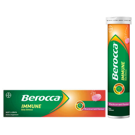 Berocca Immune Daily Defence Vitamin C, D and Zinc, Blackcurrant Flavoured Effervescent Tablets 15 Pack