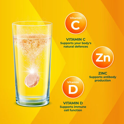 Berocca Immune Daily Defence Vitamin C, D and Zinc, Orange Flavoured Effervescent Tablets 15 Pack