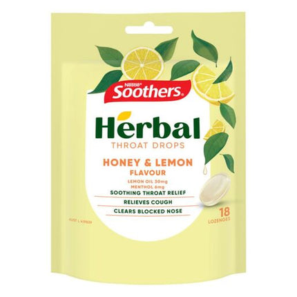 Soothers Herbal Honey & Lemon Throat Drops 18 Lozenges