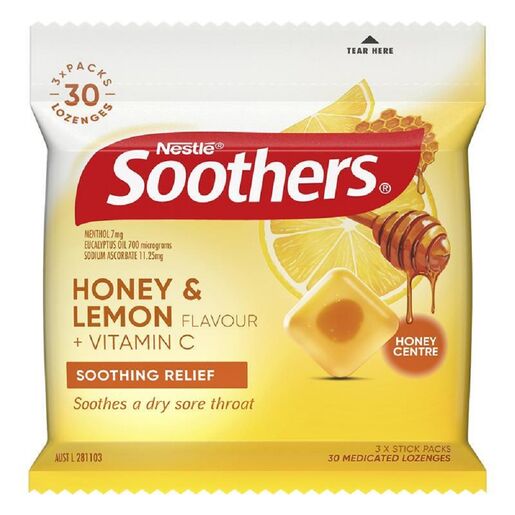 Soothers Honey & Lemon Sore Throat Lozenges Multipack 3 X 10 Lozenges
