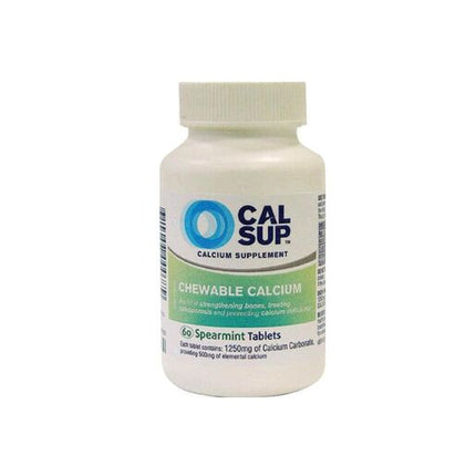 Cal Sup Calcium Supplement Spearmint Flavoured Chewable Tablets 60