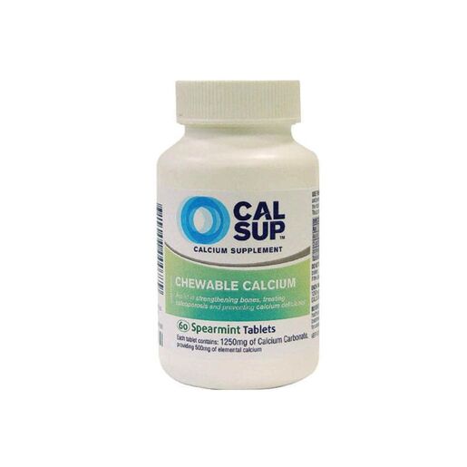 Cal Sup Calcium Supplement Spearmint Flavoured Chewable Tablets 60