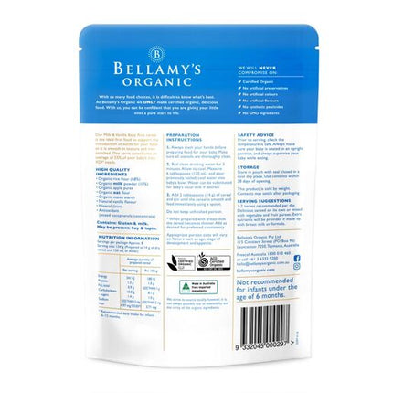 Bellamys Organic Vanilla Rice Custard 125G