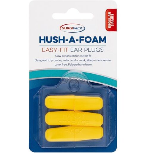SurgiPack Hush-A-Foam Taper-Fit Ear Plugs 3 Pairs
