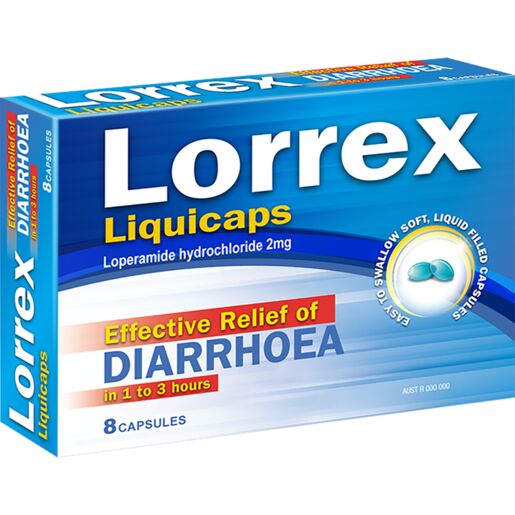 Lorrex Effective Relief of Diarrhoea in 1 to 3 Hours 20 Liquid Caps