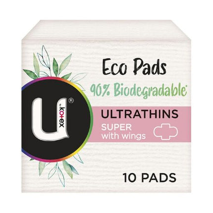 U By Kotex Eco Pads Ultrathins Super With Wings 10 Pack