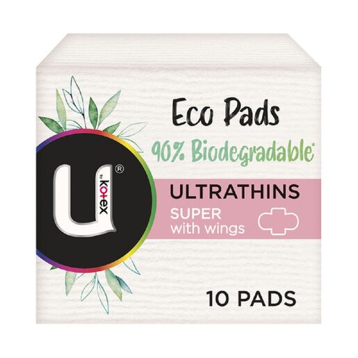 U By Kotex Eco Pads Ultrathins Super With Wings 10 Pack