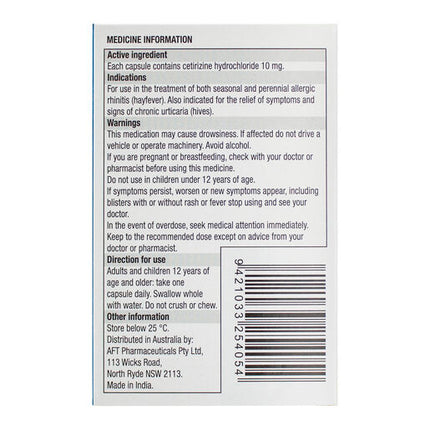 Histaclear Allergy Relief 30 Capsules Hayfever Itchy Eyes Skin Rash