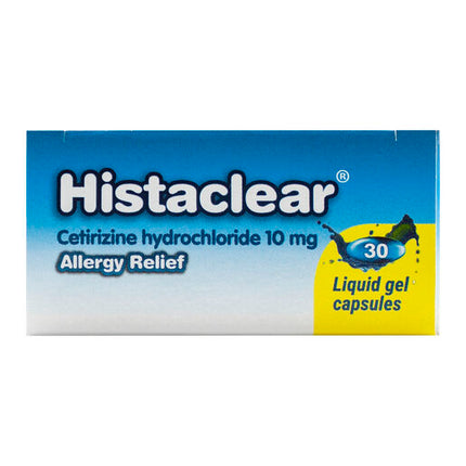 Histaclear Allergy Relief 30 Capsules Hayfever Itchy Eyes Skin Rash