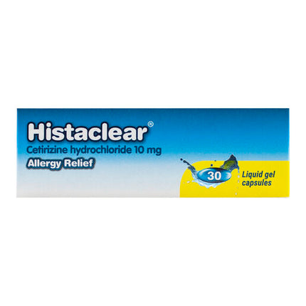 Histaclear Allergy Relief 30 Capsules Hayfever Itchy Eyes Skin Rash