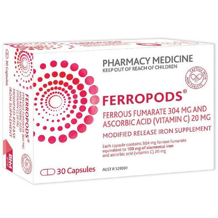 Ferropods Iron & Vitamin C Caps 30