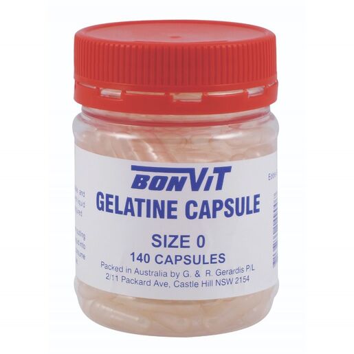 Bonvit Empty Gelatine Capsule Size 0 140 Capsules
