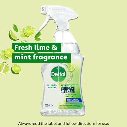Dettol Multipurpose Antibacterial Disinfectant Surface Cleaning Trigger Spray Lime and Mint 500mL