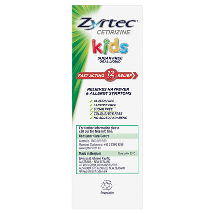 Zyrtec Kids Allergy & Hayfever Relief Antihistamine Grape Liquid 2X120ml Value Pack