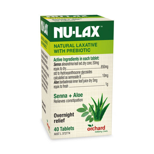 Nulax Natural Laxative Tablets With Prebiotic Senna + Aloe 40 Tablets