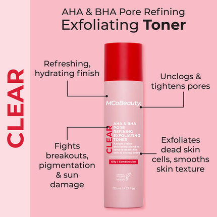 MCoBeauty AHA/BHA Pore Refining Exfoliating Toner 125ml