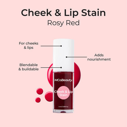 MCoBeauty Cheek & Lip Stain 2-in-1 Liquid Tint - Rosy Red