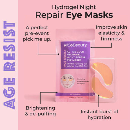 MCoBeauty Age Resist Active Gold Hydrogel Night Repair Eye Masks - 5 Pairs
