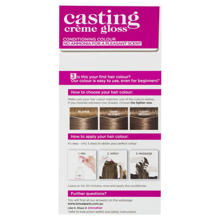 L'Oreal Casting Crème Gloss Semi-Permanent Hair Colour 613 Iced Mochaccino (Ammonia Free)