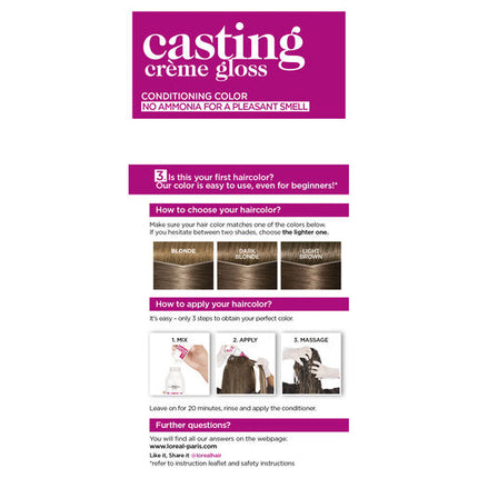 L'Oreal Casting Crème Gloss Semi-Permanent Hair Colour 613 Iced Mochaccino (Ammonia Free)