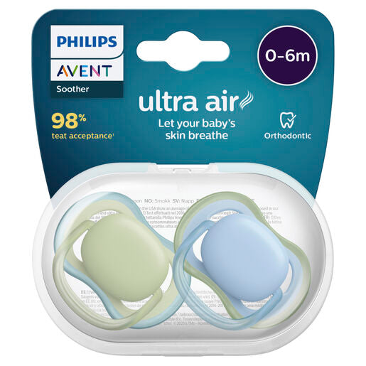 Avent Soother Ultra Air 0-6M 2Pk Plain