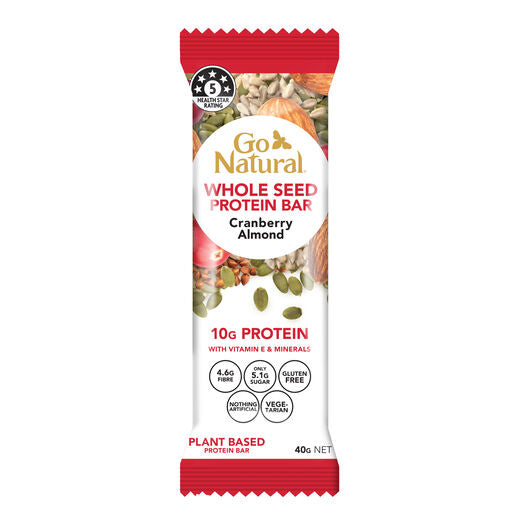 Go Natural Whole Seed Protein Bar - Cranberry Almond 40g