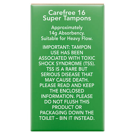 Carefree Organics Super Tampons 16 Pack