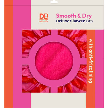 Designer Brands Smooth & Dry Deluxe Shower Cap - Red & Pink