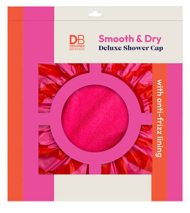 Designer Brands Smooth & Dry Deluxe Shower Cap - Red & Pink