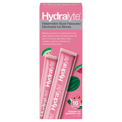 Hydralyte Watermelon Burst Flavoured Electrolyte Ice Block 16s