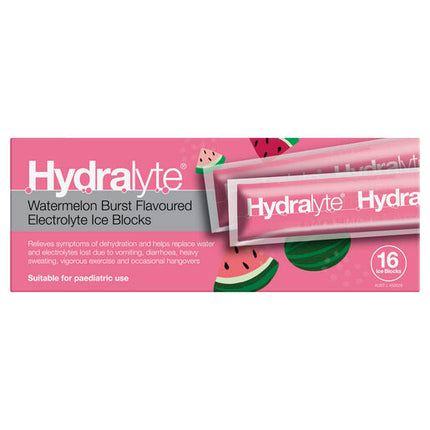 Hydralyte Watermelon Burst Flavoured Electrolyte Ice Block 16s