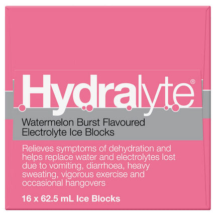 Hydralyte Watermelon Burst Flavoured Electrolyte Ice Block 16s