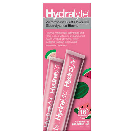 Hydralyte Watermelon Burst Flavoured Electrolyte Ice Block 16s