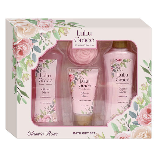Lulu Grace Rose Gift Set 200ml Shower Cream 200ml Body Lotion 40g Soap 50ml Hand Cream
