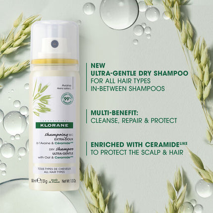 Klorane Dry Shampoo with Oat & Ceramide 50ml - All Hair Types