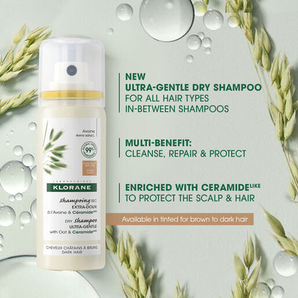 Klorane Dry Shampoo with Oat & Ceramide Dark Hair Tinted 50ml - All Hair Types