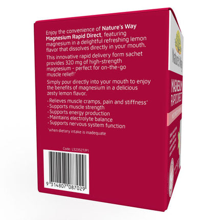 Nature's Way Magnesium Rapid Direct 2g x 20 Sachets - Direct in mouth