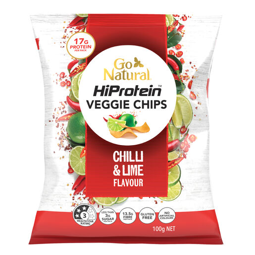 Go Natural HiProtein Veggie Chips Chilli & Lime Flavour 100g