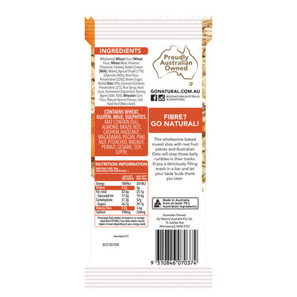 Go Natural Baked Muesli Slice Apricot 90g