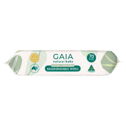 GAIA Natural Baby Water + Ceramides Biodegradable Wipes 70pk