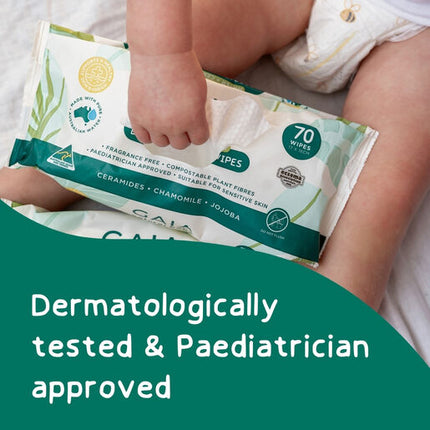 GAIA Natural Baby Water + Ceramides Biodegradable Wipes 70pk