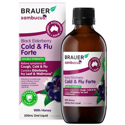 Brauer Sambucus Black Elderberry Cold & Flu Forte 200ml