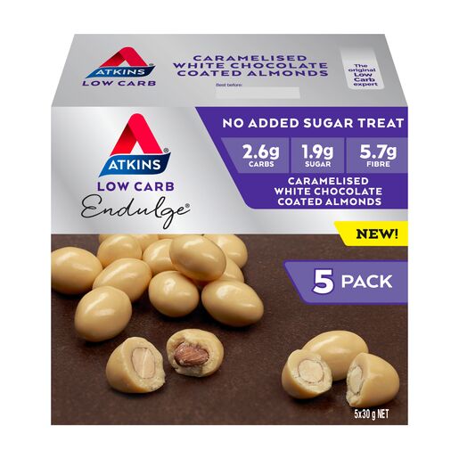 Atkins Endulge 5pk - Caramel White Choc Almonds - NEW