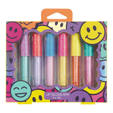 Smiley Glitter Lip Gloss 6pc