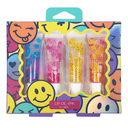 Smiley Lip Gloss With Decals 4pc