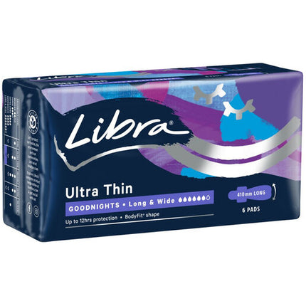 Libra Ultra Thin Goodnights Long & Wide 6 Pack
