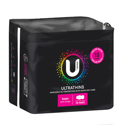 U By Kotex Ultra Thin Super Wing Bulk Pack 18