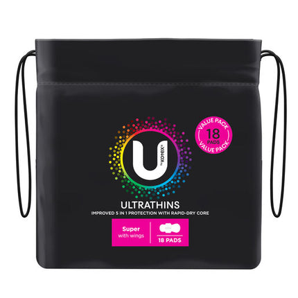 U By Kotex Ultra Thin Super Wing Bulk Pack 18