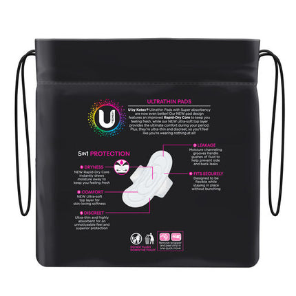 U By Kotex Ultra Thin Super Wing Bulk Pack 18