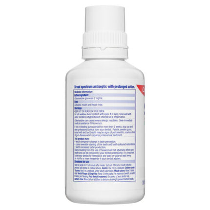 Colgate Savacol Antiseptic Mouth and Throat Rinse Mouthwash 300mL Alcohol Free Original Mint
